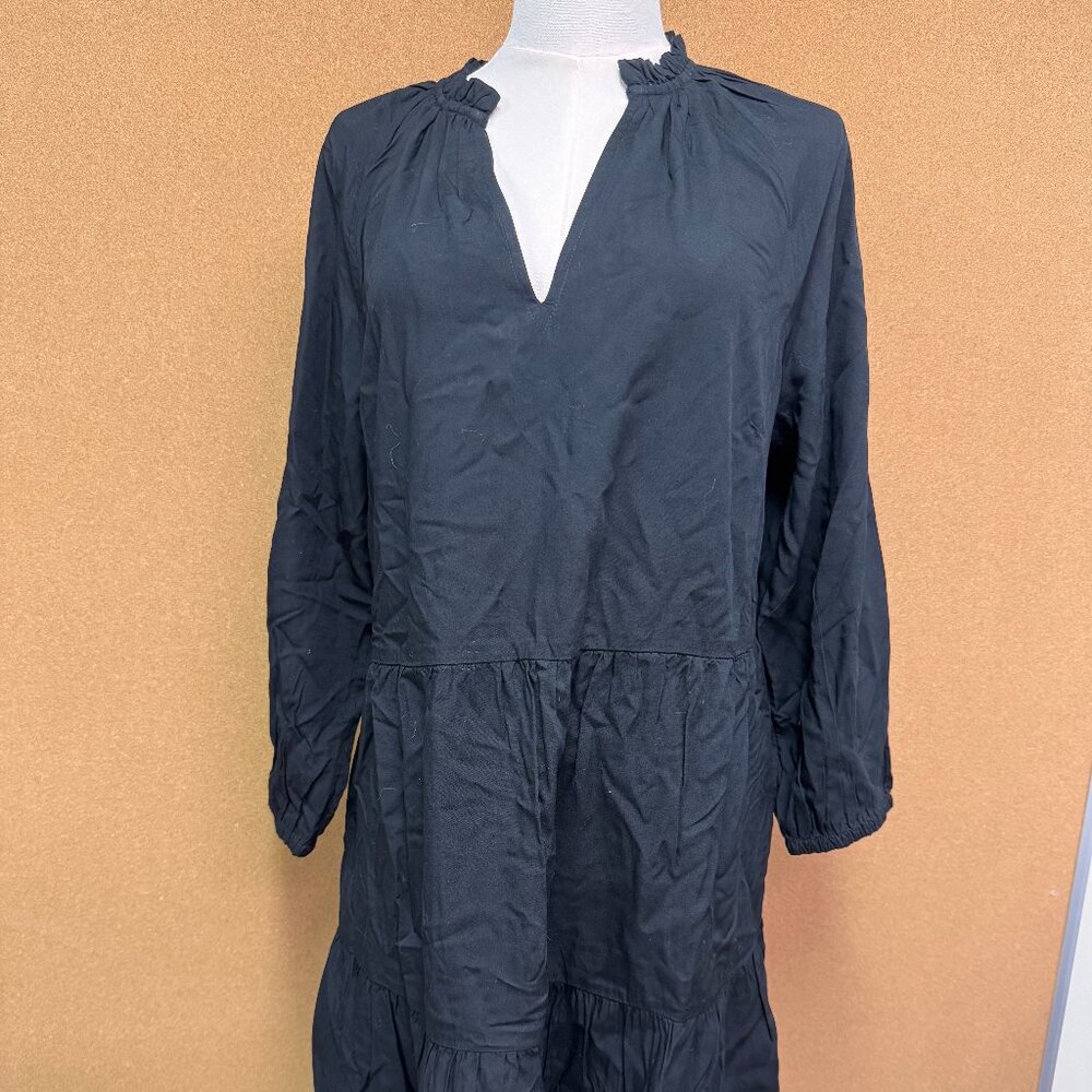 The Drop caralynmirand Long Sleeve Ruffle-Neck Tiered Mini Dress - size M - NWT